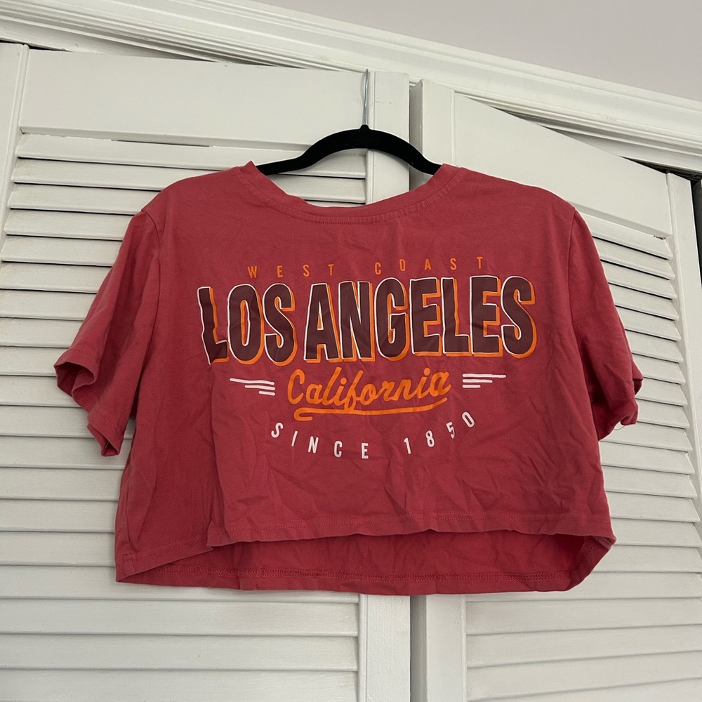 ROMWE West Coast Los Angeles Crop Top - Pink